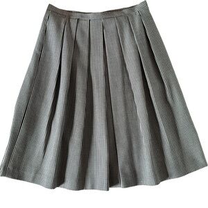 Gianni‎ Bini  Pleated Lined  Checkered A-Line Skirt Black/White Size-M Side Zip